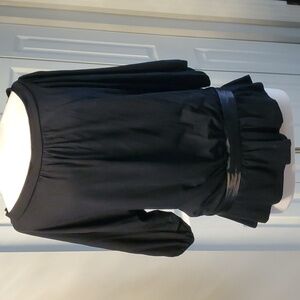 Arden B black blouse with ribbon belt